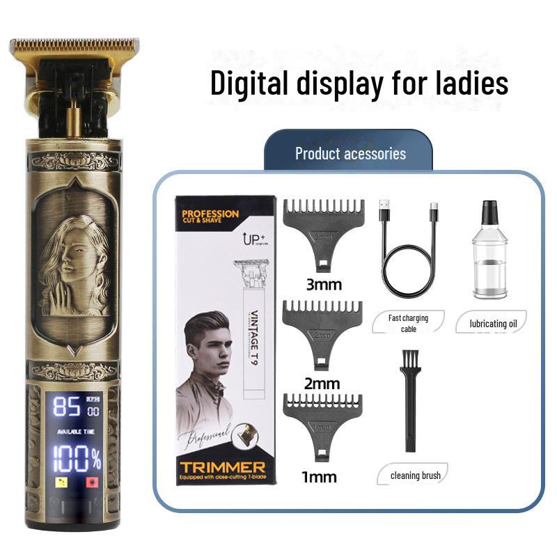 Retro T9 Men's Electric Hair Clipper for Self-Shaving and Professional Salon Use