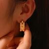 2025 New Gold Color Stainless Steel Earrings For Women Geometric Mondern Hoop Stud