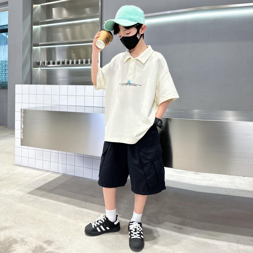 Boys' Summer Dress Set 2026 New Mid University Boys' Summer Polo Short Sleeve Children's Thin Two Piece Set