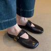 French Bag Head Half Slippers 2025 Fashion Flat Summer Wear Square Head Lazy Versatile Cool Slippers Leather Sandals