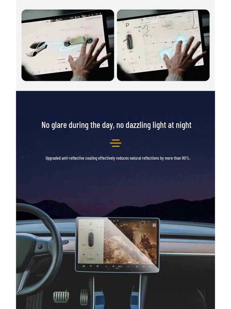 Tesla Model Y & 3 Displayschutz - Gehärtetes Glas, HD-Displayfolie, Schutz für die Mittelkonsole.