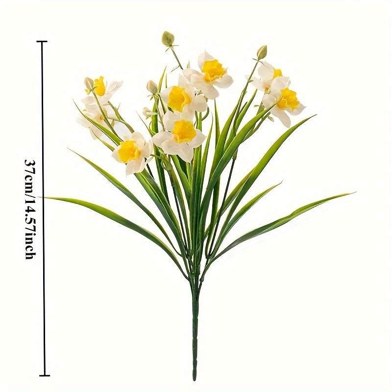 Artificial Daffodil Flowers for Outdoor Fake Flowers Plant UV Resistant Realistic Faux Plants for Home Indoor Outside Garden