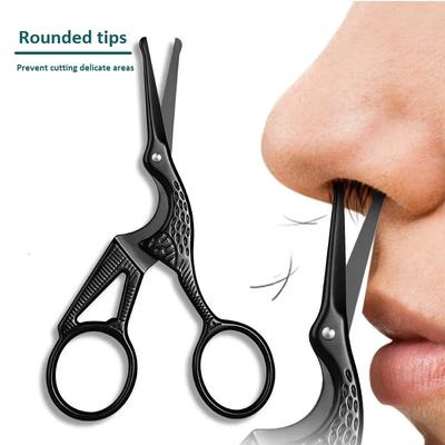 Ouriner Facial Hair Scissors Rounded Professional Stainless Steel Mustache Nose Hair Beard Eyebrows Eyelashes Trimming Clippers