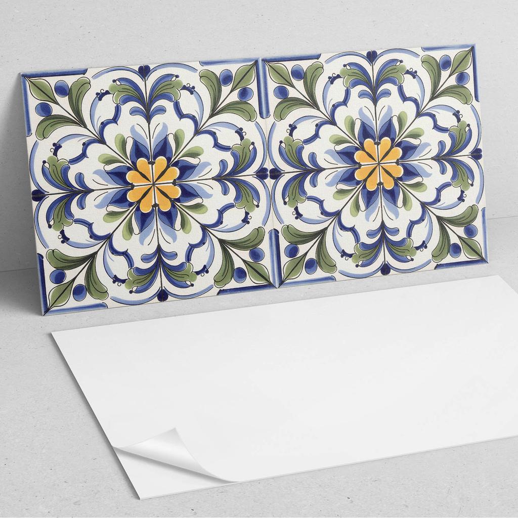 Naklejany Panel Dekoracyjny Do Szybkiej Odmiany Ściany 100X50 Cm Kwiatowy Wzór Ceramiczny