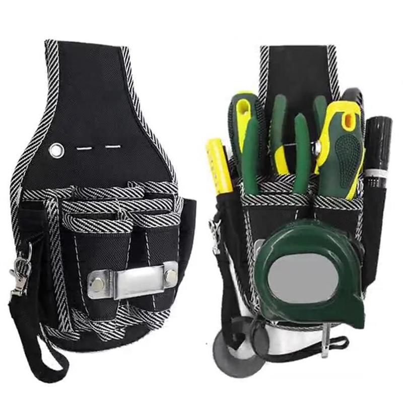 A96I-Canvas Tool Bag Replacement Carpentry Waist Bag Small Black Oxford Cloth Electrician Bag Hardware Tool Waist Bag Belt