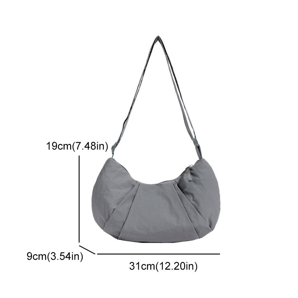 Korean Style Nylon Shoulder Bag Lightweight Sports Messenger Bag Zipper Dumpling Bag Male/Female