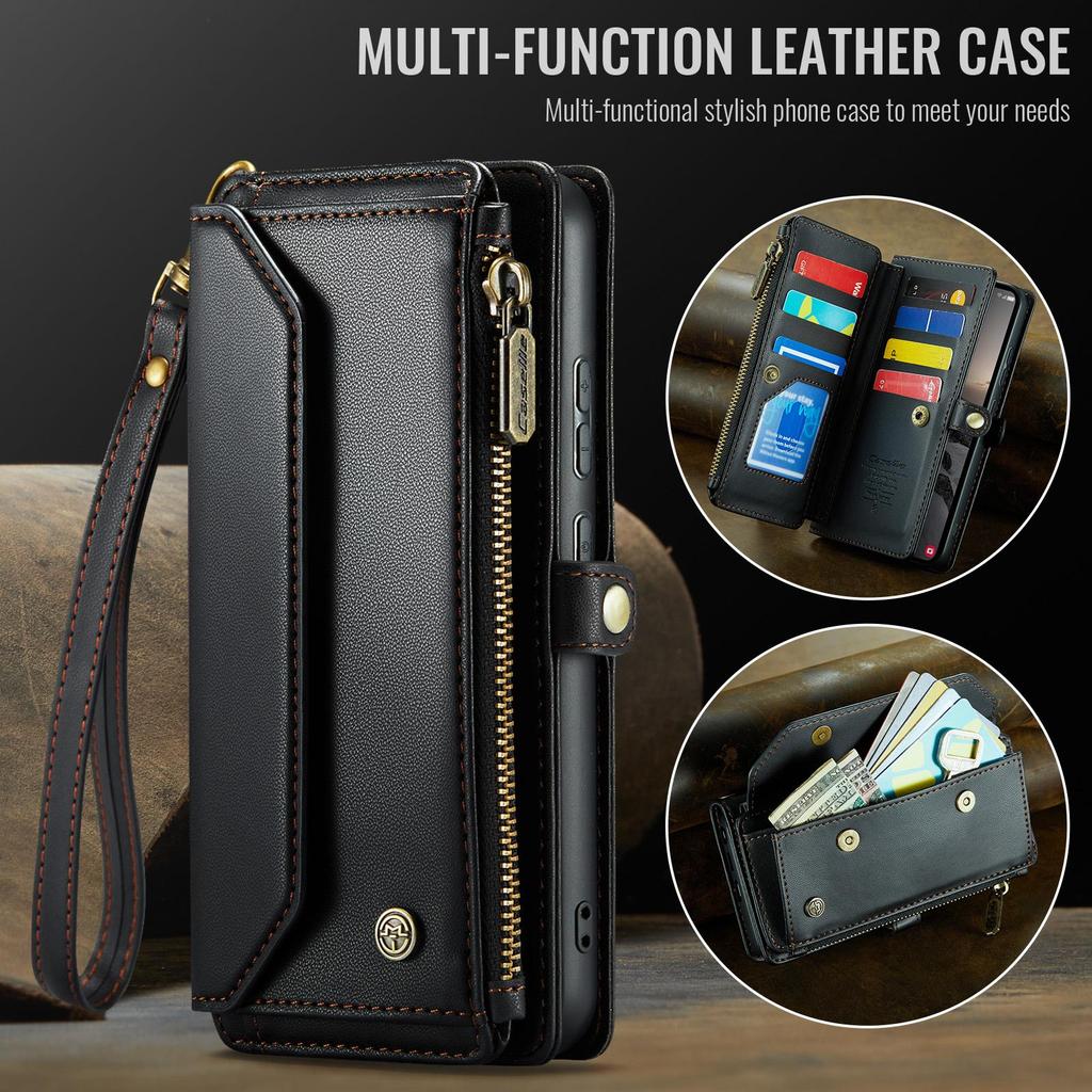 CaseMe Crossbody Wallet Case For Samsung Galaxy S26/S26+/S26 Ultra Zipper Wrise Multi-functional Flip PU Leather Card Holder Cover Protectives Skins