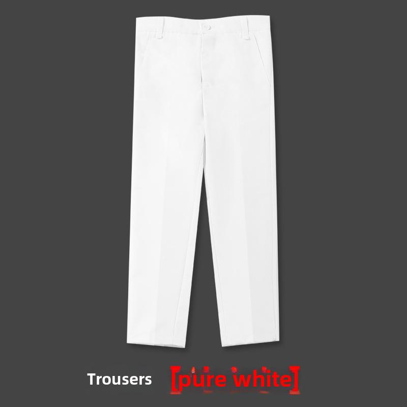 Pantaloni da divisa scolastica per bambini: Nero, Bianco, Blu Scuro per Ragazzi, Studenti delle Primarie 180cm colore bianco puro