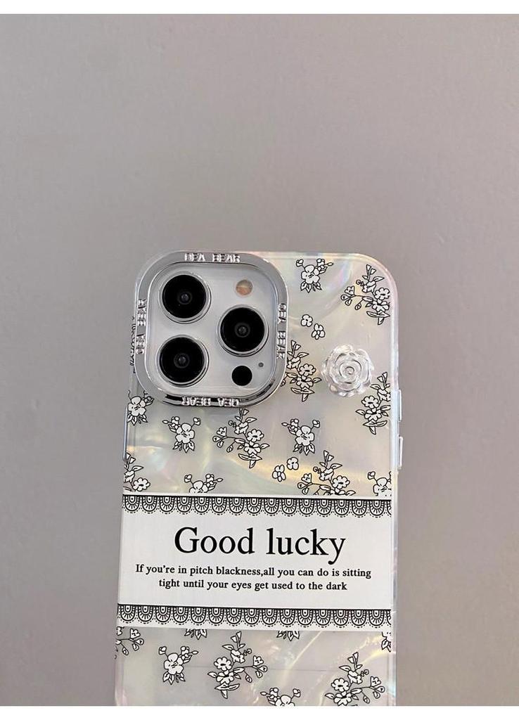 Lux Shell Texture Camellia iPhone 17 Pro Max Case with Apple 16 Rhinestone Bracelet for 15 PM