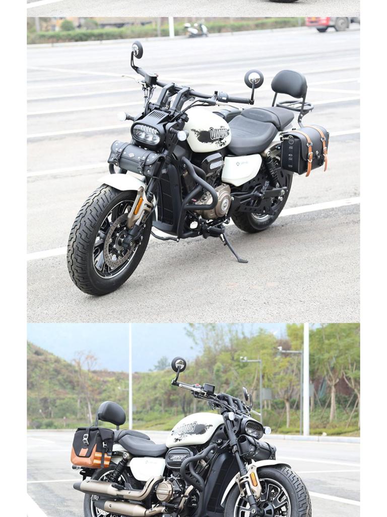 Qianjiang Flash 350 Motorcycle Bumper Canvas Side Bag & Rear Rack