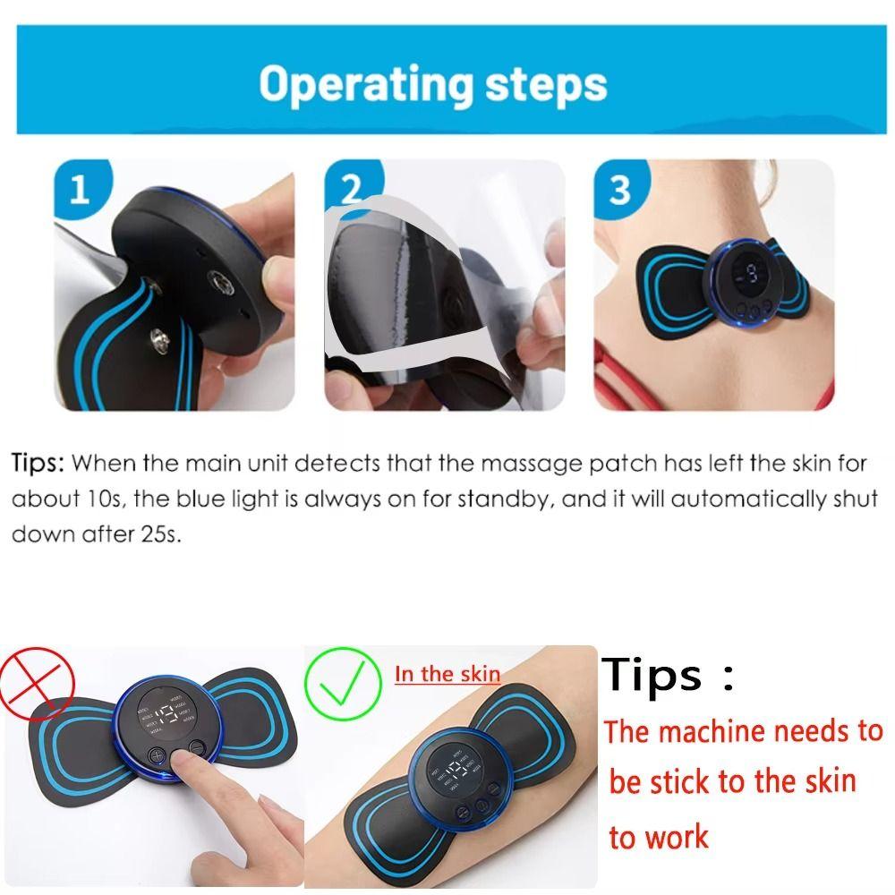 8 Modes Mini Massage Patch Portable Design Cervical Massager  Muscle Fatigue Relieve
