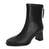Fashion Autumn and Winter New Mid-leg Fashion Boots Square Head Thick Heel Thin Boots Brown French Ankle Boots
