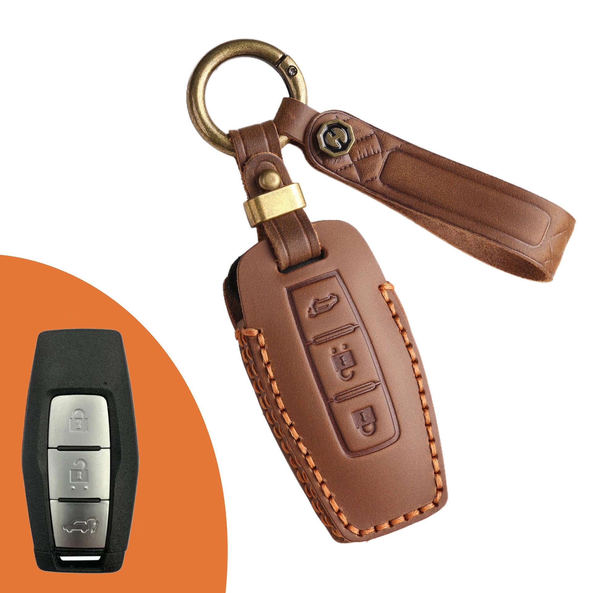 

Подходит для нового GAC-Mitsubishi Outlander 2023 года, чехол для ключа, брелок, кожаный ретро-чехол для защиты ключа