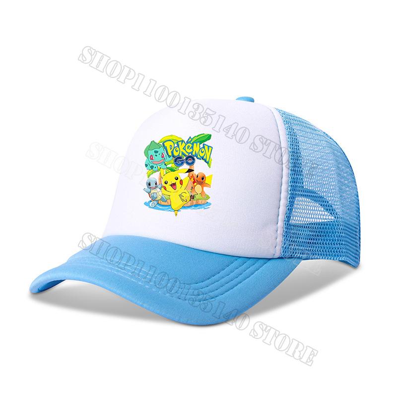 Pokemons Baseball Cap Anime Cartoon Printed Sunshade Peaked Caps Kids Adult Summer Breathable Sunhat Cute Boys Girls Mesh Hats