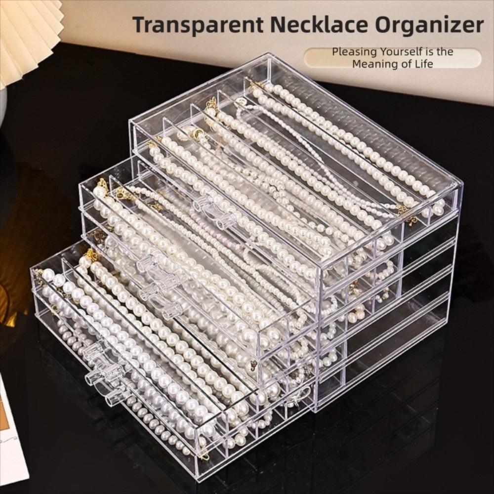 3/5 Layer Transparent Necklace Storage Box Waterproof Jewelry Storage Drawer  for Women