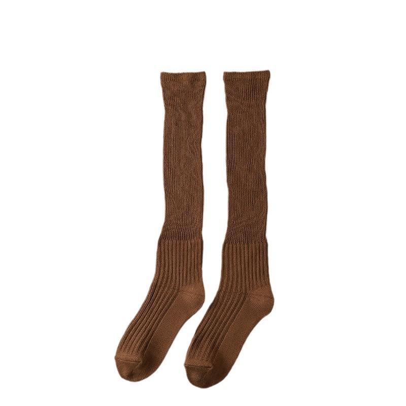 White Pile Socks for Women, Spring and Autumn Cotton Socks, Calf Socks, Summer Thin Mid-calf Socks, Paired with Small Leather Shoes To Shape The Legs