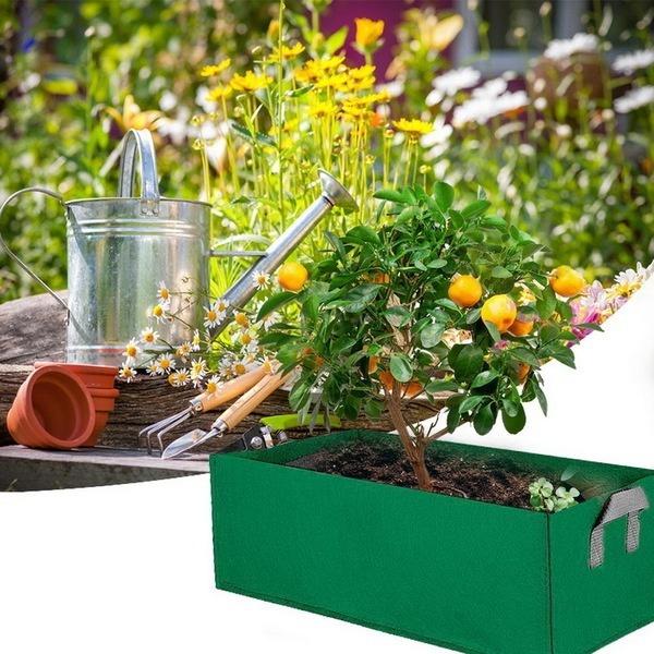 1/2/3 PCS Planting Grow Bag Rectangle Plant Bed Elevated Vegetable Box Fabric Garden Bed Breathable Planting Container Grow Bag Planter Pot