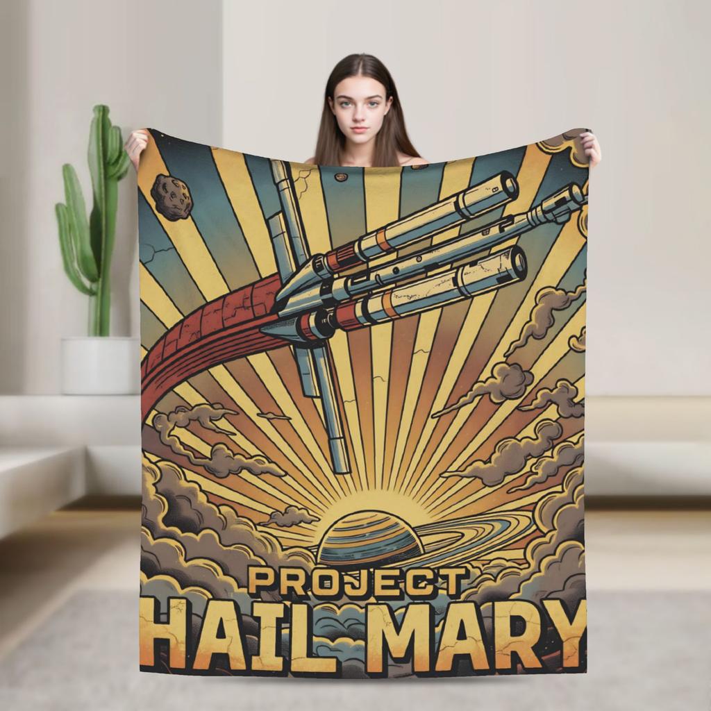 Project Hail Mary Poster Blanket Girls Flannel Bedding Throws For Living Room Soft Comfy Custom Quality Bedspread Gift Idea
