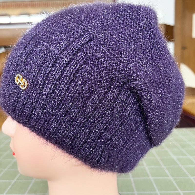Women's Winter Hats, Girls' Warm Thick Hats, Outdoor Headwear, Knitted Hats, New Elastic Striped Women's Daily Hats with Straps