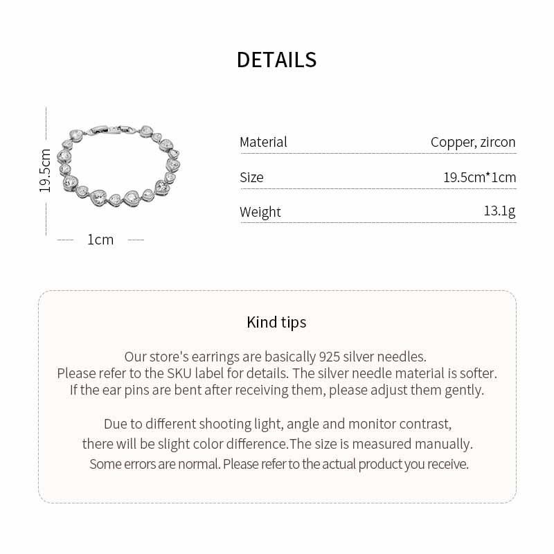 Elegant Zircon Love Heart Flower Bracelet for Women: Fashionable & Versatile Hand Jewelry
