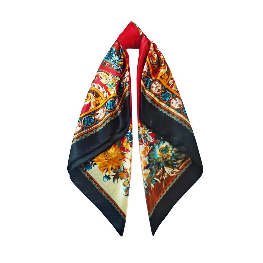90cm Paisley Print Cashew Silk-Style Headscarf for Women