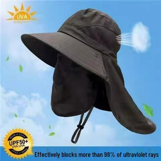 

Men s Anti-UV Wide Brim Bucket Hat with Face and Neck Protection for Summer Fishing