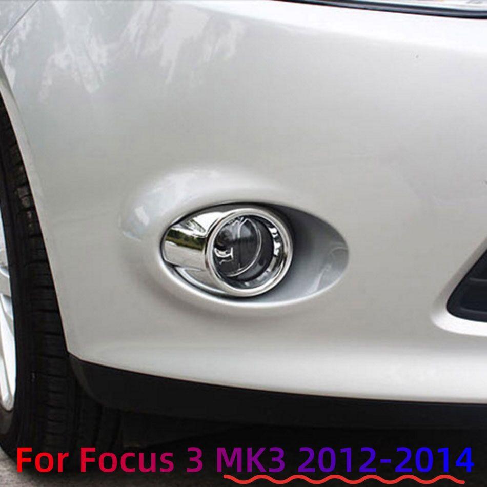 2pcs Front Fog Light Cover Fit for Ford Focus 3 Mk3 2012 2013 2014 ABS Chrome Lamp Trim Bezel Bumper Foglight Car Accessories