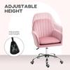 Velvet-Feel Tub Office Chair, with Seat Cushion - Dark Pink