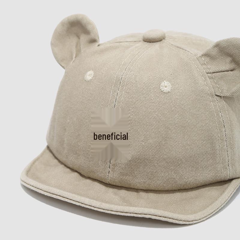 Korean Baby Hat: Spring/Autumn Unisex Toddler Bear Baseball Cap, Cute Soft Brim Duckbill Design