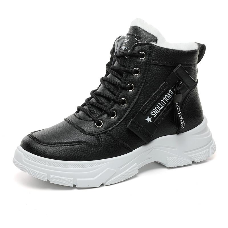 Boots Womans Women's Winter New Versatile Ankle Short Boots Sport British Thick Bottom With Velvet Casual Cotton Shoes