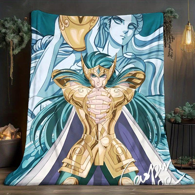 

Saint Seiya Aquarius Flannel printed blanket suitable for all seasons suitable for living room office sofa and travel 180x250CM 75x100cm
