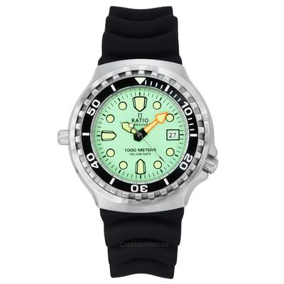 Reloj para Hombre FreeDiver Versión 02 Helium Safe 1000M Zafiro Cuarzo Esfera Verde Menta 1038EF102V-GRN-V02