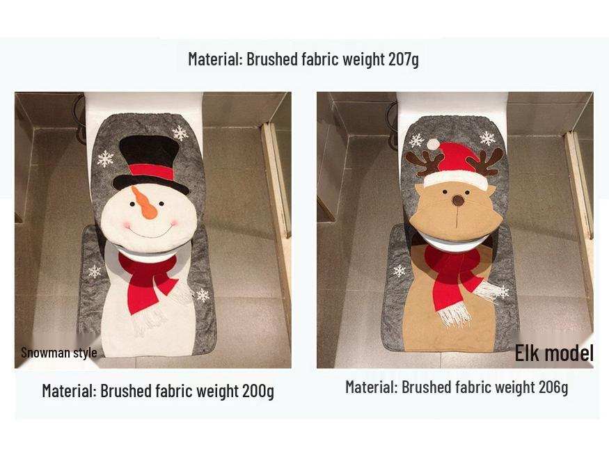 Mingguan Christmas Santa Toilet Set: Seat Cover, Floor Mat, Tank & Tissue Covers, 2-Piece Ornament Set