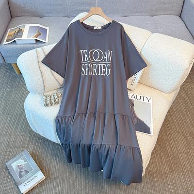 A New Large-sized Women's Summer Dress In Korean Style, Featuring Loose Short-sleeved T-shirts for A Casual and Slimming Look