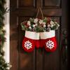 Holiday Front Door Decor Christmas Mitten/Stocking Wreath, Decorative Artificial Wreath with Berries Pine Cones, Cone Berry Branches, Hanging