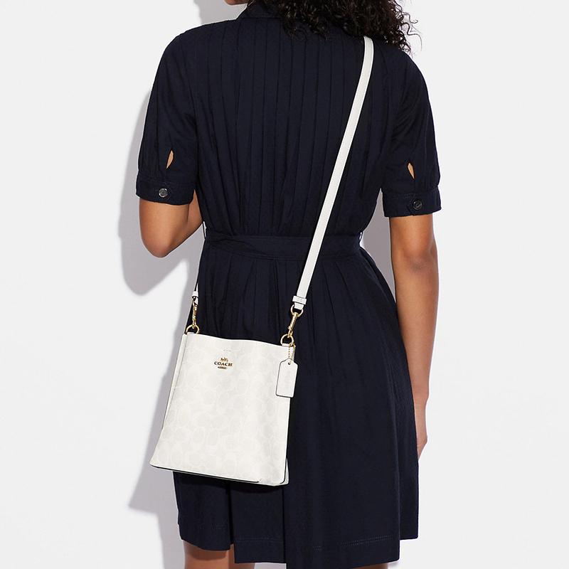 New COACH Mollie Artificial Leather Bucket Bag Handbag Shoulder Bag Crossbody Bag Small Size Women's Chalk White CA582-IMRFF