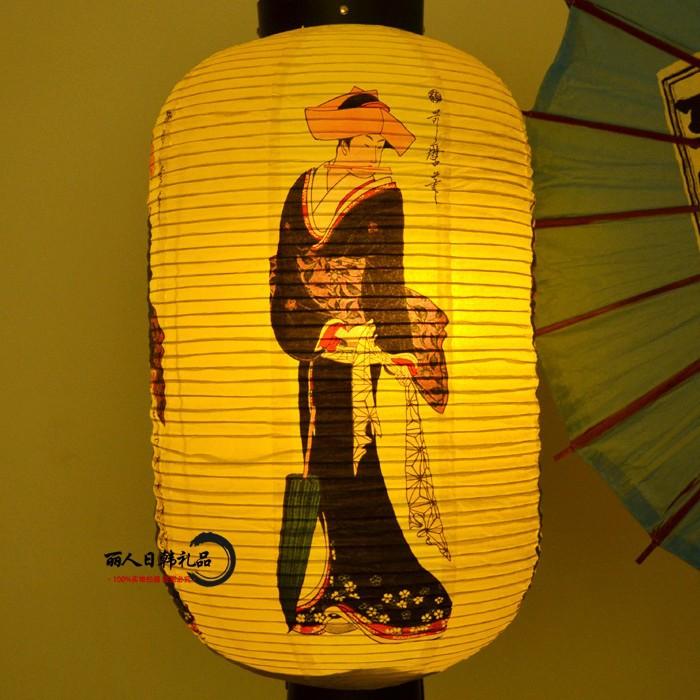 Japanese Ukiyo-e Beauty Paper Lantern, Floating World Art Restaurant Decor