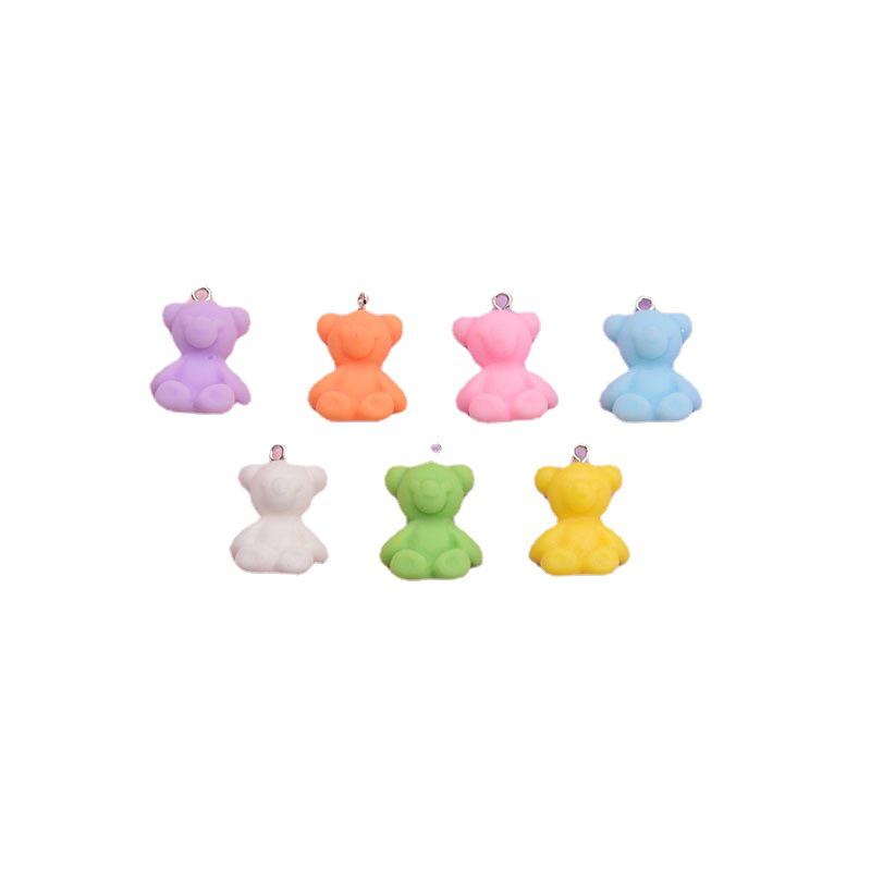 Colorful Frosted Cartoon Bear Pendant Keychain - DIY Resin Jewelry Accessory