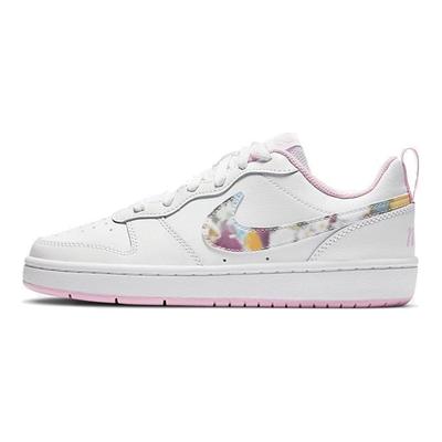 Zapatillas para niños Court Borough Low 2 SE GS Floral Swoosh Blanco Rosa Ártico Claro Multicolor CK5426-100