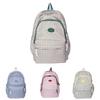 Cute Nylon School Bag With Grid Design And Letter Decoration For Students And Casual Daily Outfits