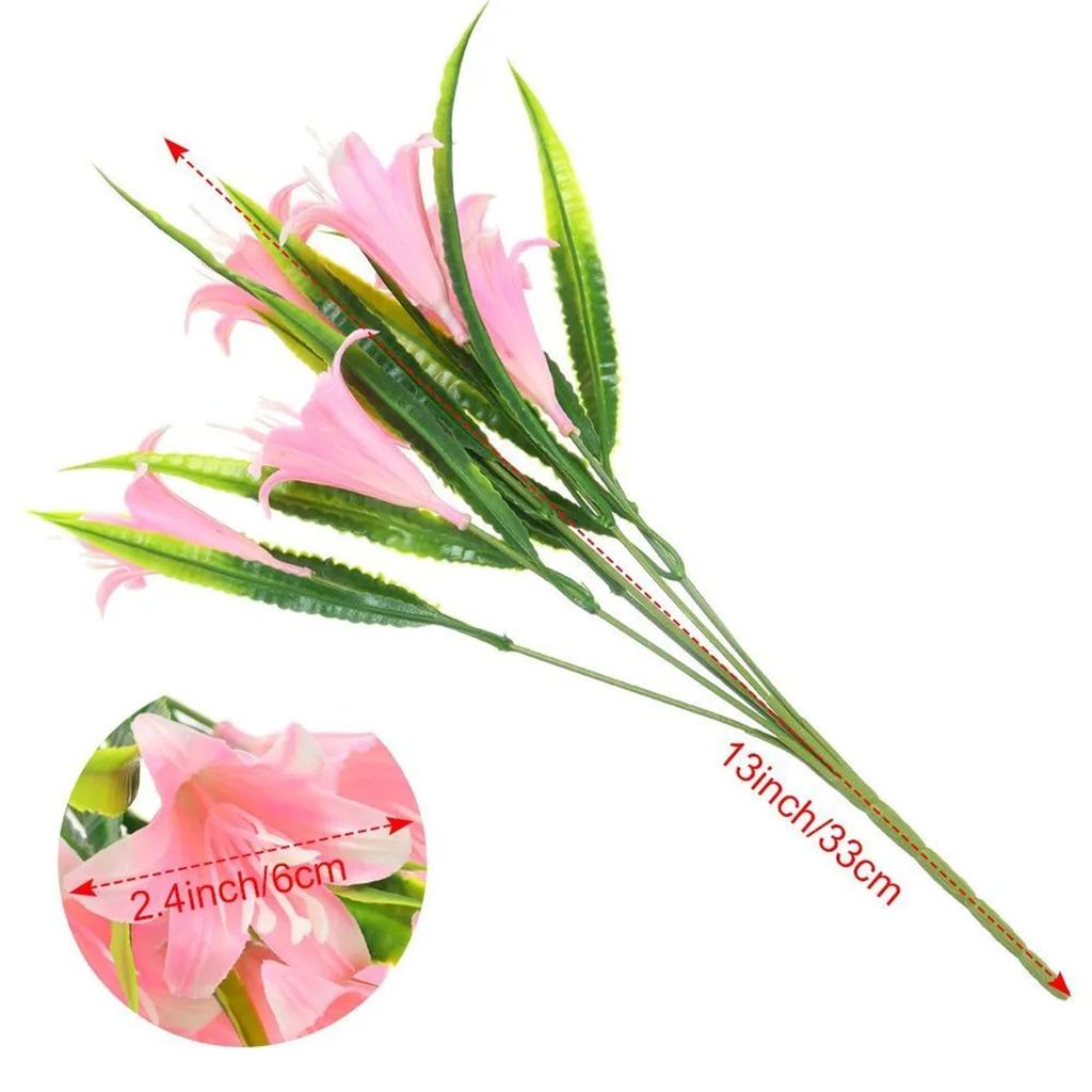 Artificial Lily Bouquet Colorful Faux Flowers Home Decor Wedding Party Plastic Floral Bunch Indoor Outdoor Decoration