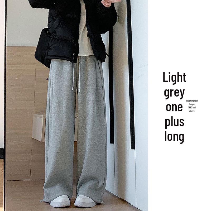 

2024 Женские бело-серые спортивные штаны с высокой посадкой, свободного кроя, повседневные, с прямыми штанинами XXL (135-145)