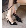 2025Pointed Toe Sexy Mid Heels Party Shoes Women Sandals Designer Summer Brand Pumps Slingback Casual Shoes Dress Slippers