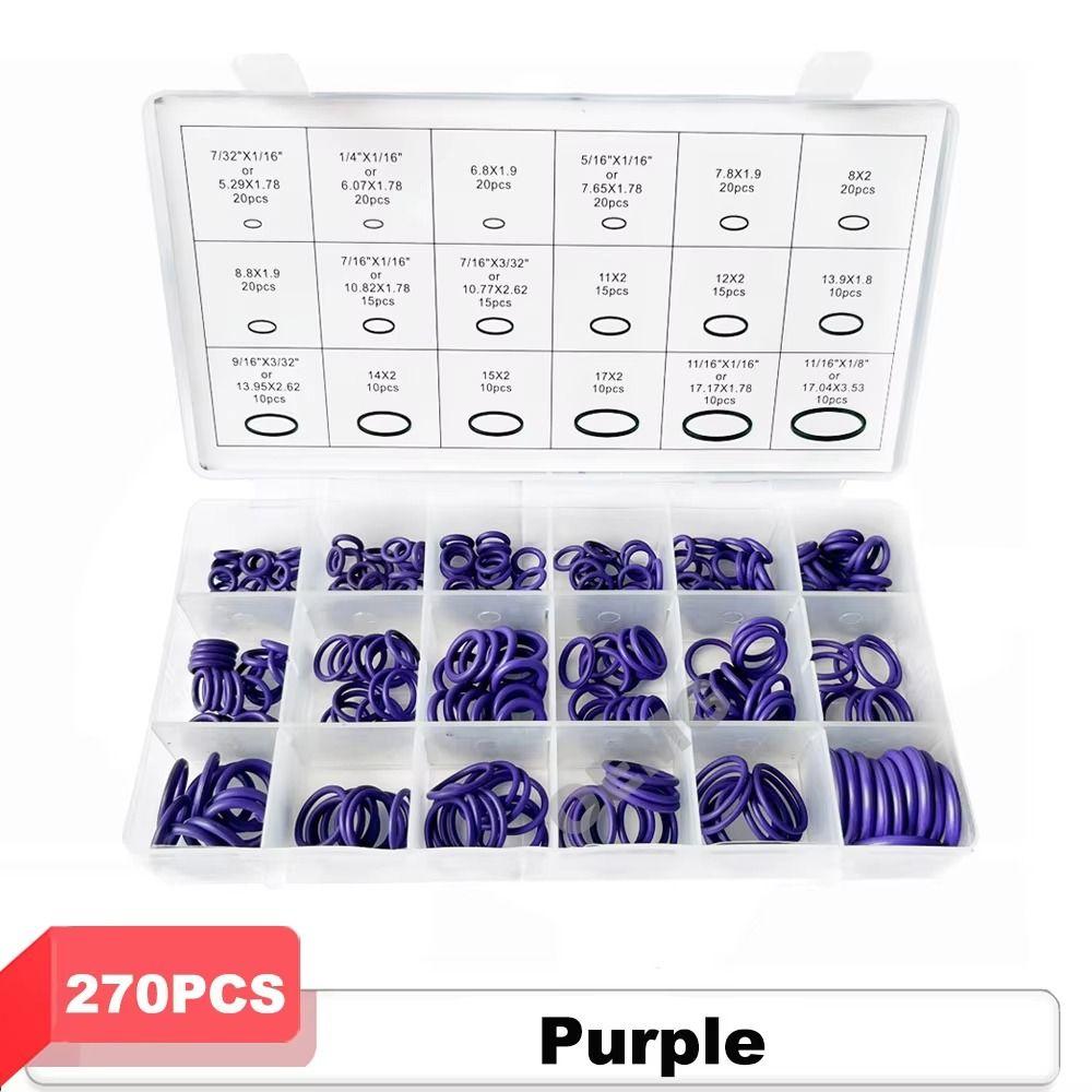 270Pcs 18 Sizes O-Ring Seals Assortment Kit Air Conditioning Compressor Seals  Refrigerant System
