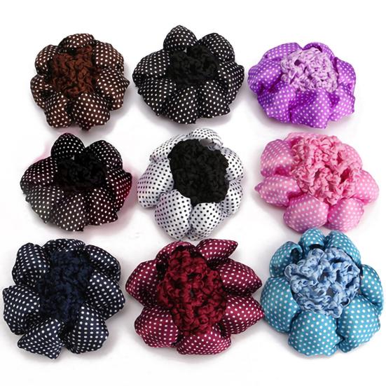 Hair Net Polka Dots Stretchy Cloth Women Hair Snood for Dancer