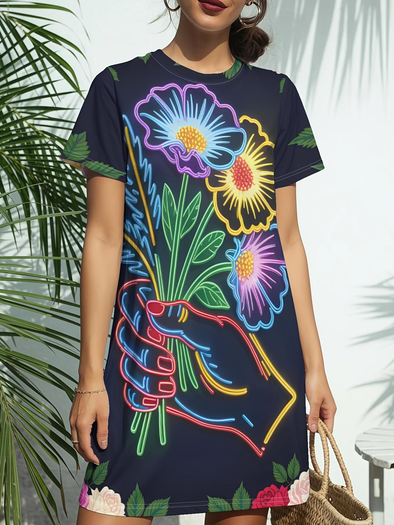 

Women S New Crew Neck Short Sleeve T-Shirt Dress. American Trend Digital Print. Casual ; Versatile for Spring And Summer. Elegant And Chic n S Dre 7XL дубильна кора