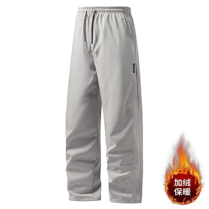 Casual pants men's autumn and winter large size fleece thickened straight business sports trousers