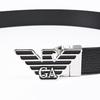 Emporio Armani EMPORIO ARMANI Black Reversible Wide Eagle Buckle Stringer System Compatible Belt EM001823 AF14507 MC118 Men's 3.5cm [Used]
