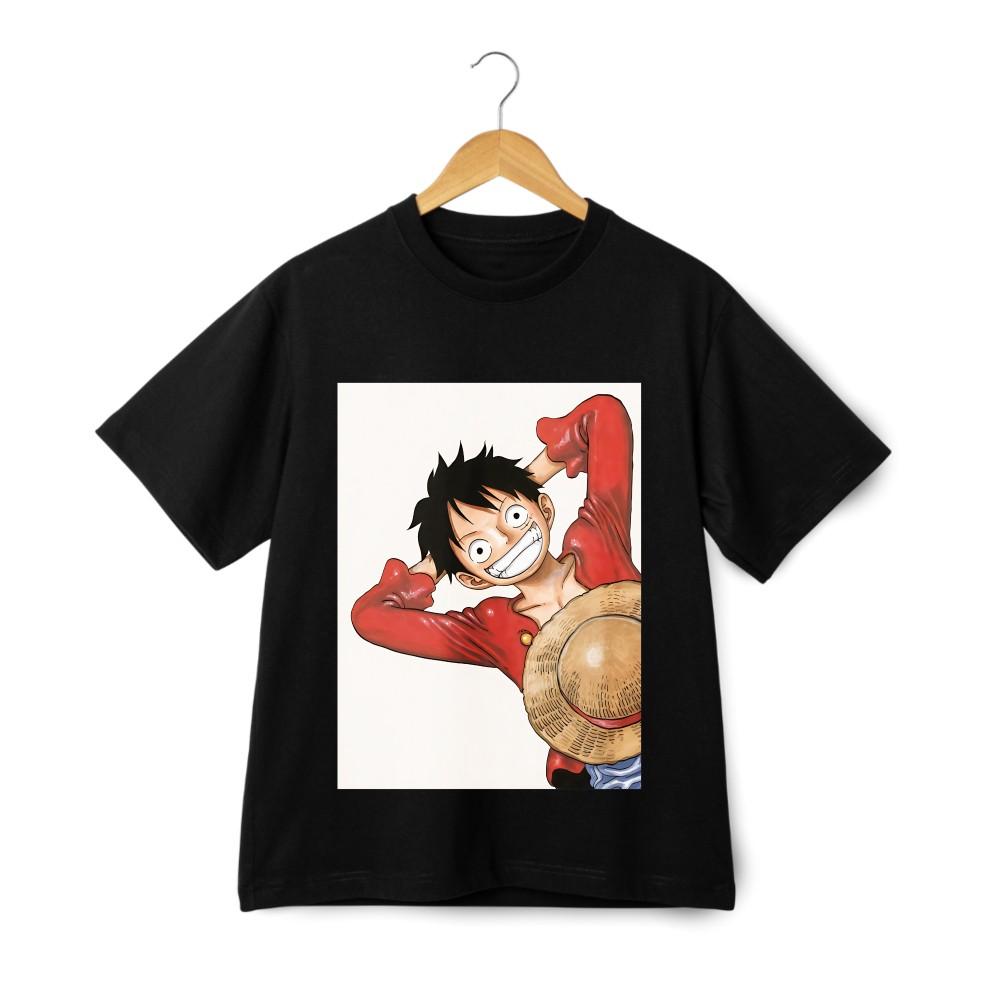 

One Piece Luffy Image Printed Short - Sleeve T -Shirt, Trendy Anime Casual Top 4XL