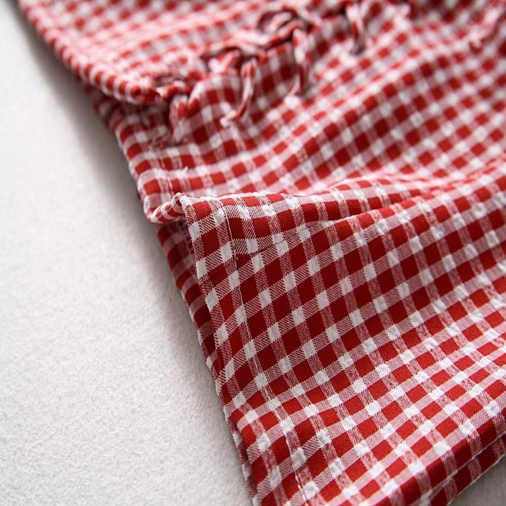 Traditional Women's Casual Short-Sleeve Plaid Shirt Beer Festival